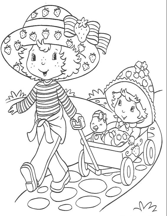 coloriage charlotte tire une charette